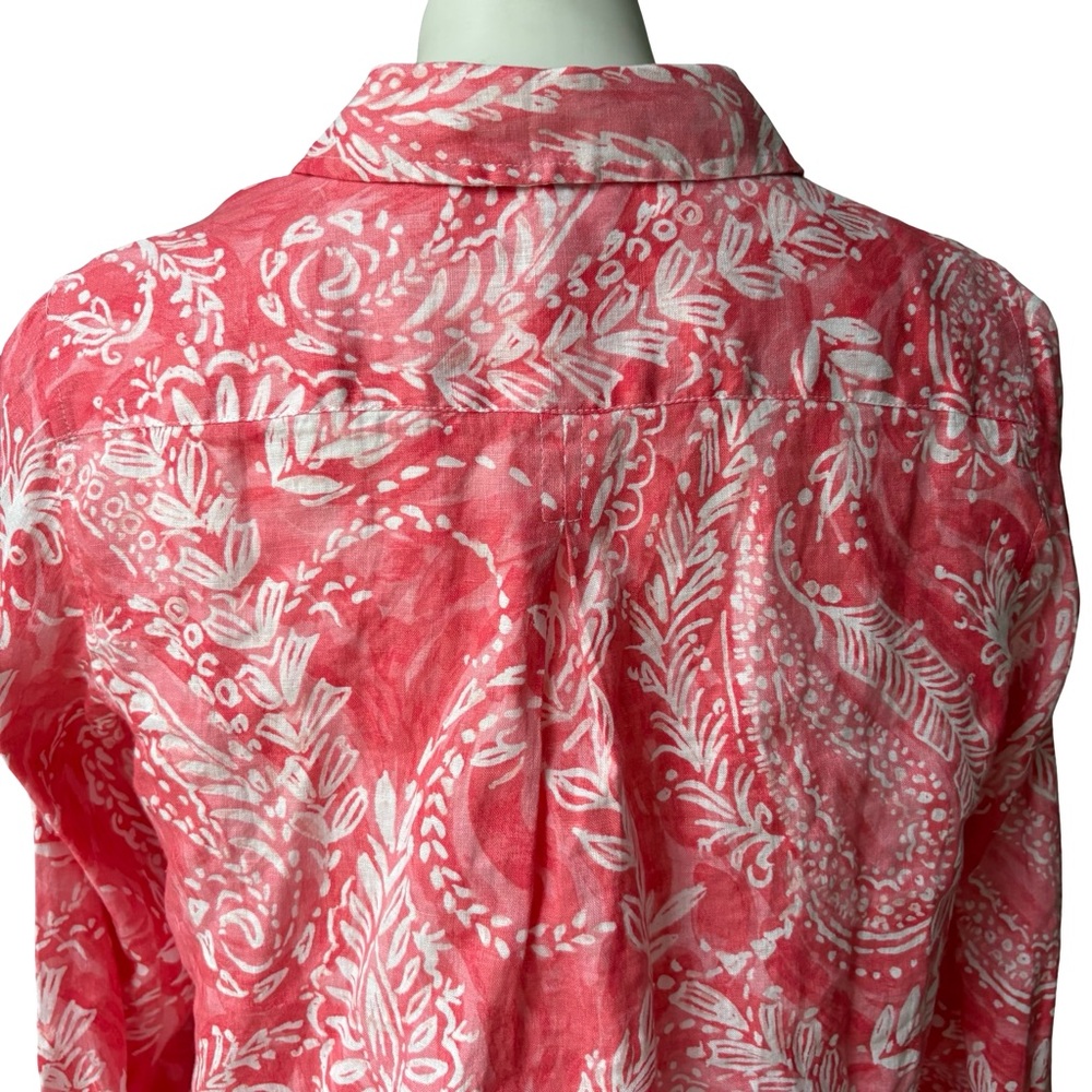NWT, Talbots Linen Boyfriend Shirt - Brushed Paisley, Sz Petite Lg - Picture 10 of 16
